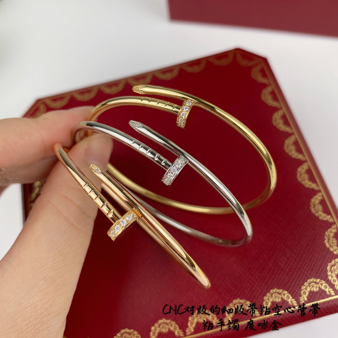 Ca*t*er thin version with diamond hollow tube nail Bracelet