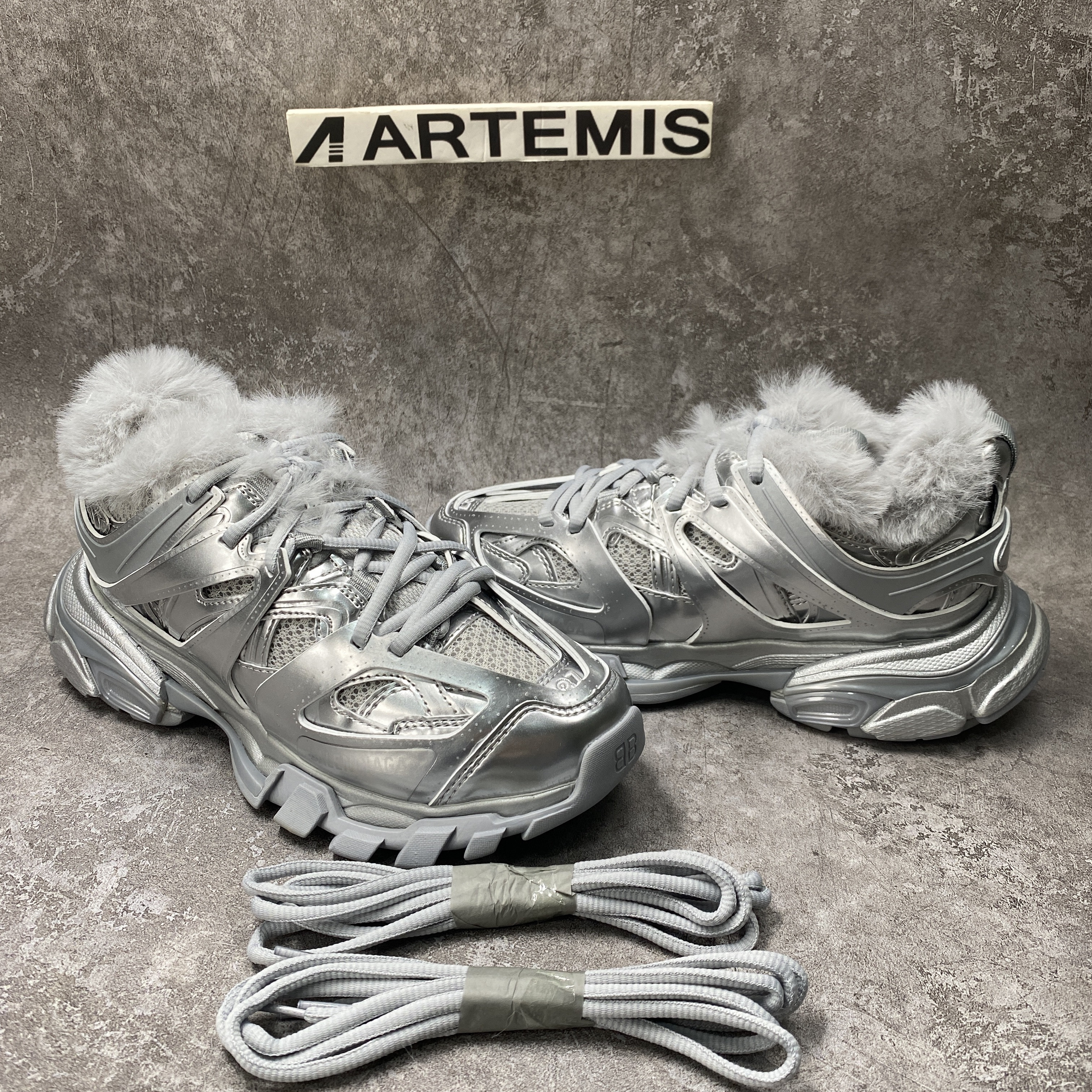 Balenciga Track Sneaker Silver Fur