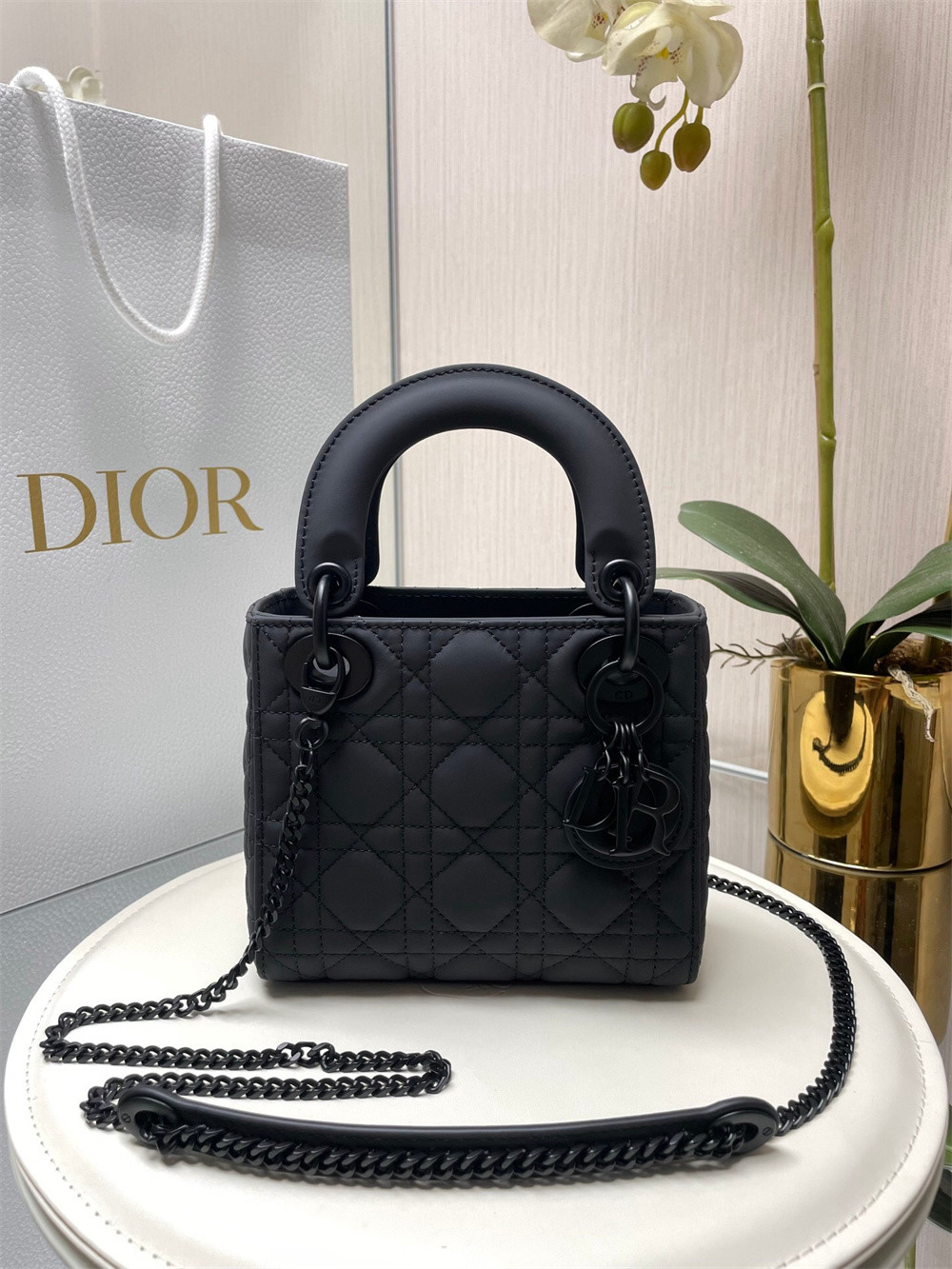 Mini Lady D*0r Bag 6.5 x 6 x 3 inches