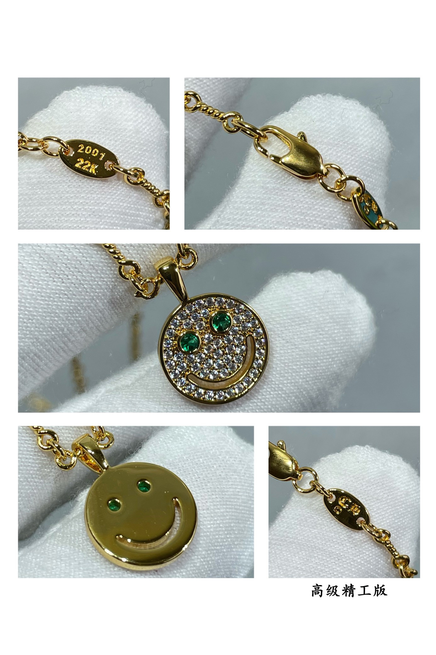 ch**me he**ts round smiley F**e necklace