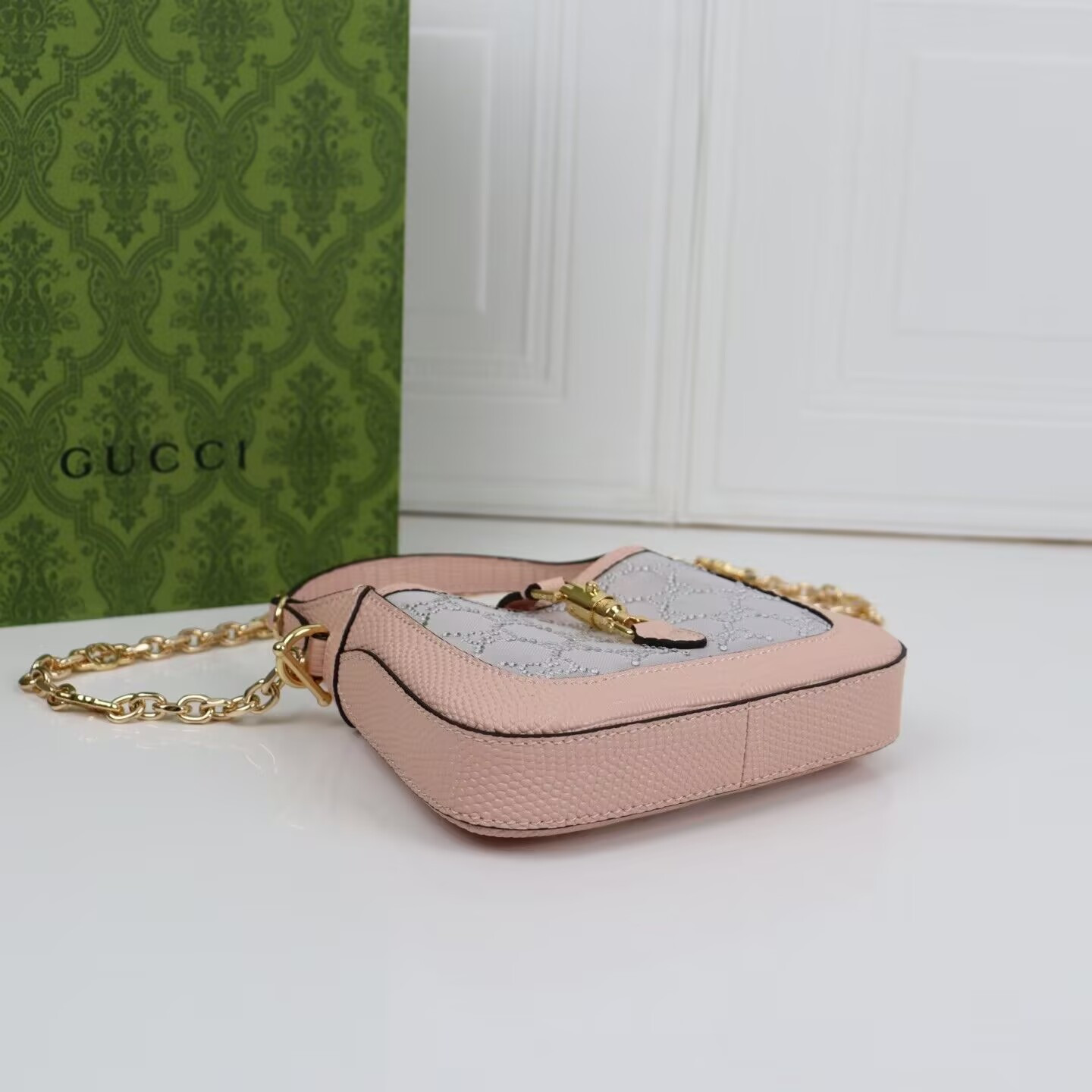 G*u*i Jackie 1961 mini crystal GG lizard bag 19x13x3cm