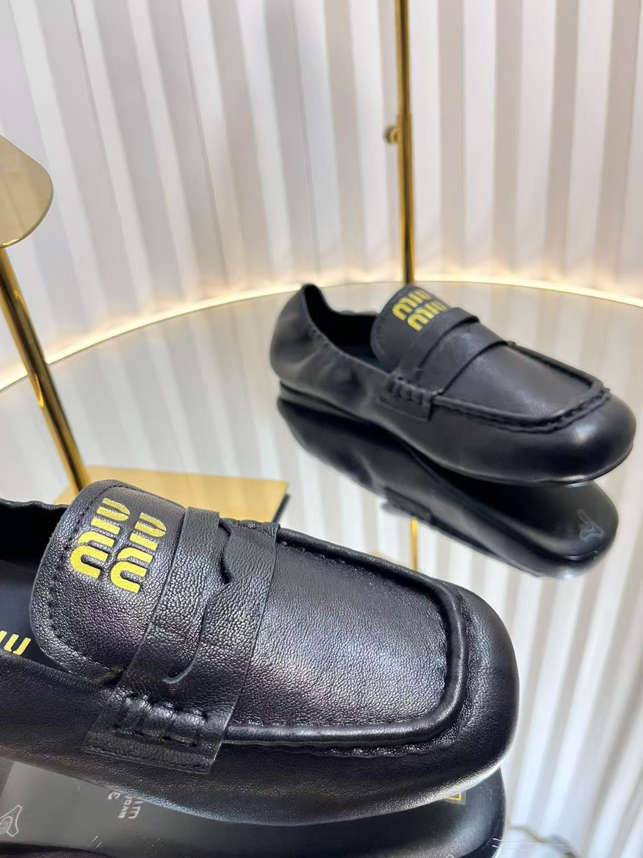 UA Miu Miu Ruches Nappa Leather Loafers