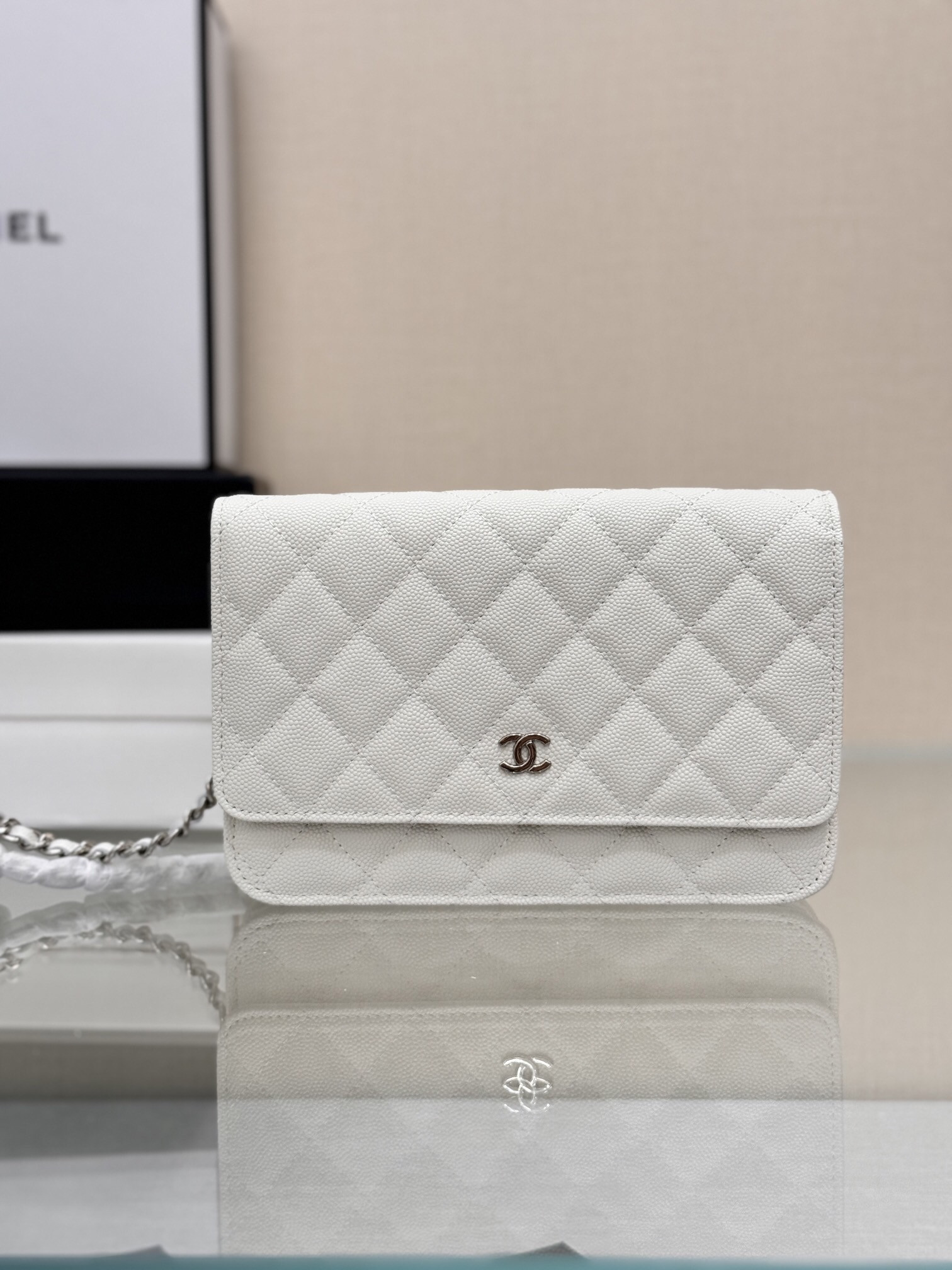 Ch*el WOC CLASSIC WALLET ON CHAIN 12.3x19.2x3.5cm