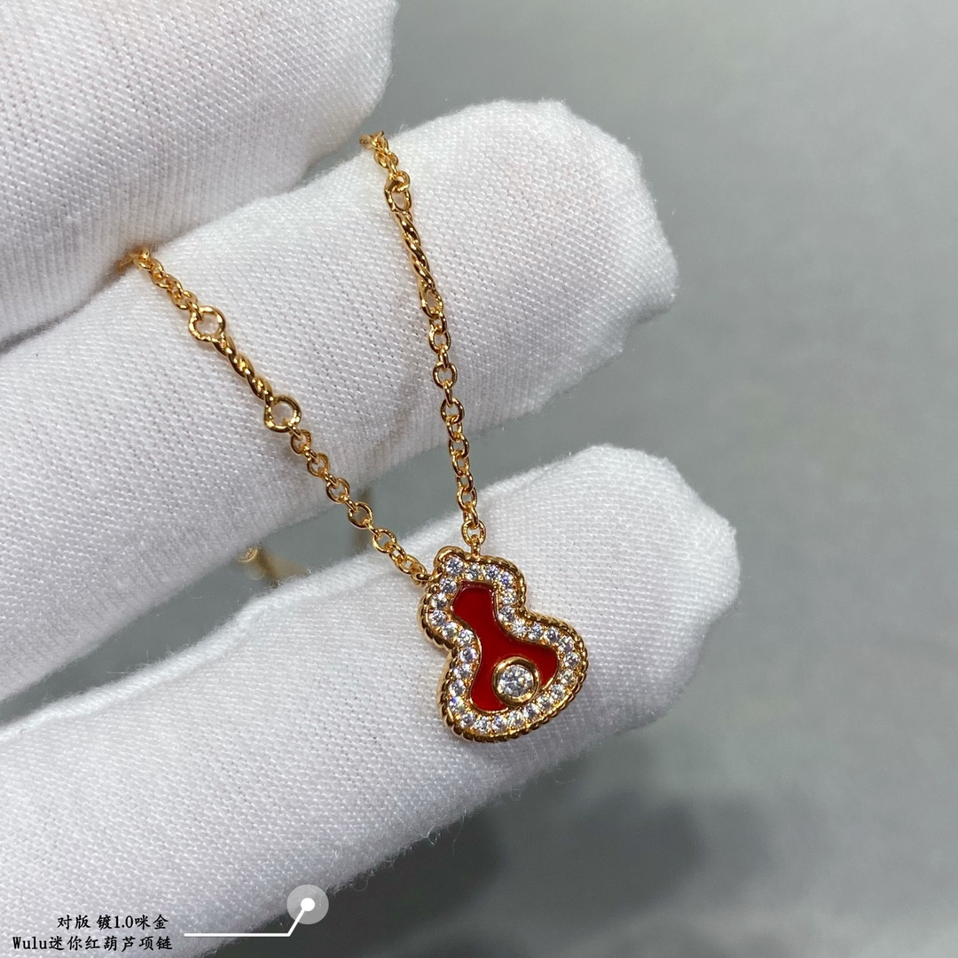 Qeelin Mini Diamond Red Gourd Necklace