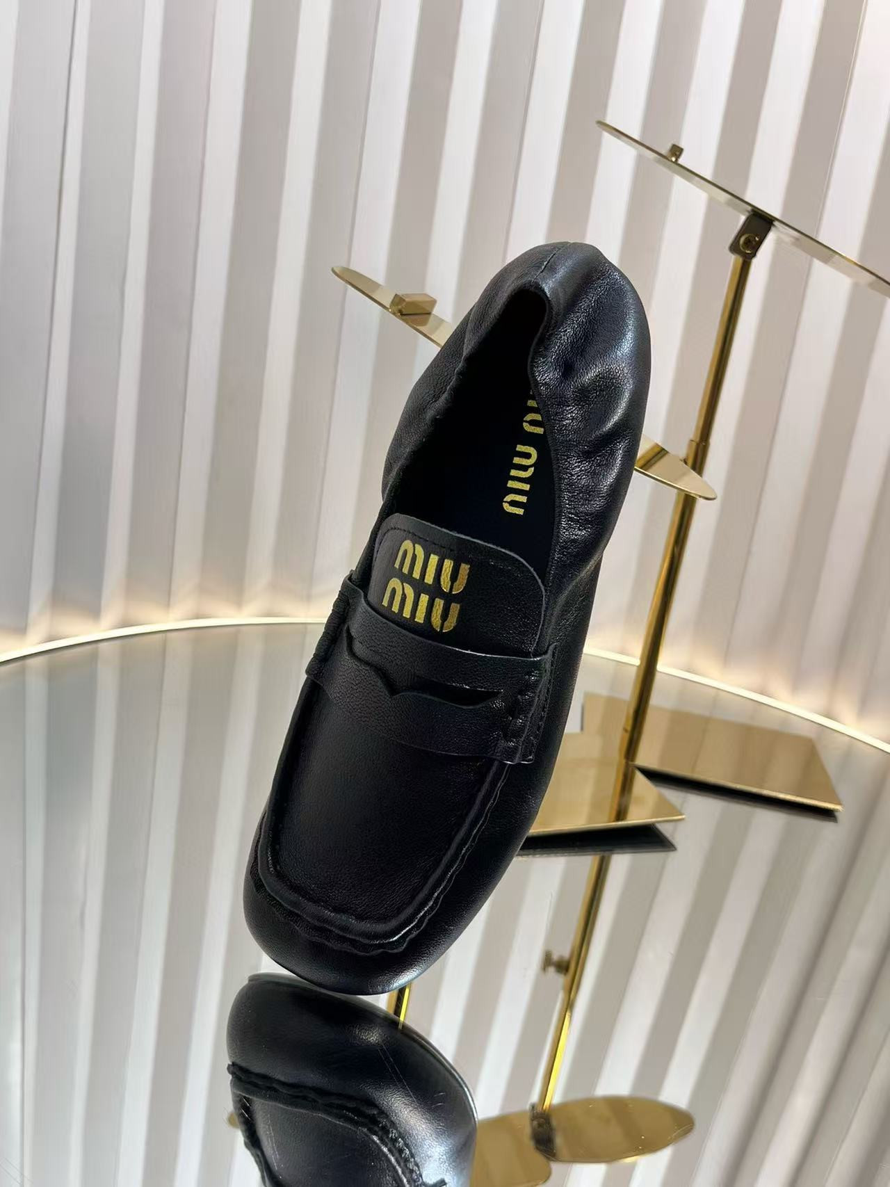 UA Miu Miu Ruches Nappa Leather Loafers