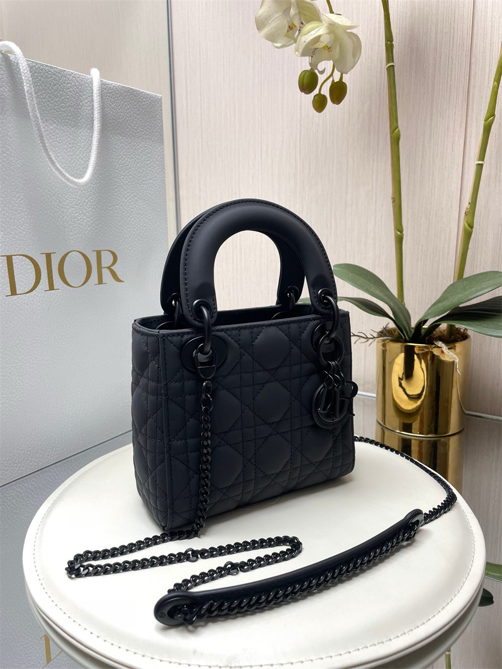 Mini Lady D*0r Bag 6.5 x 6 x 3 inches