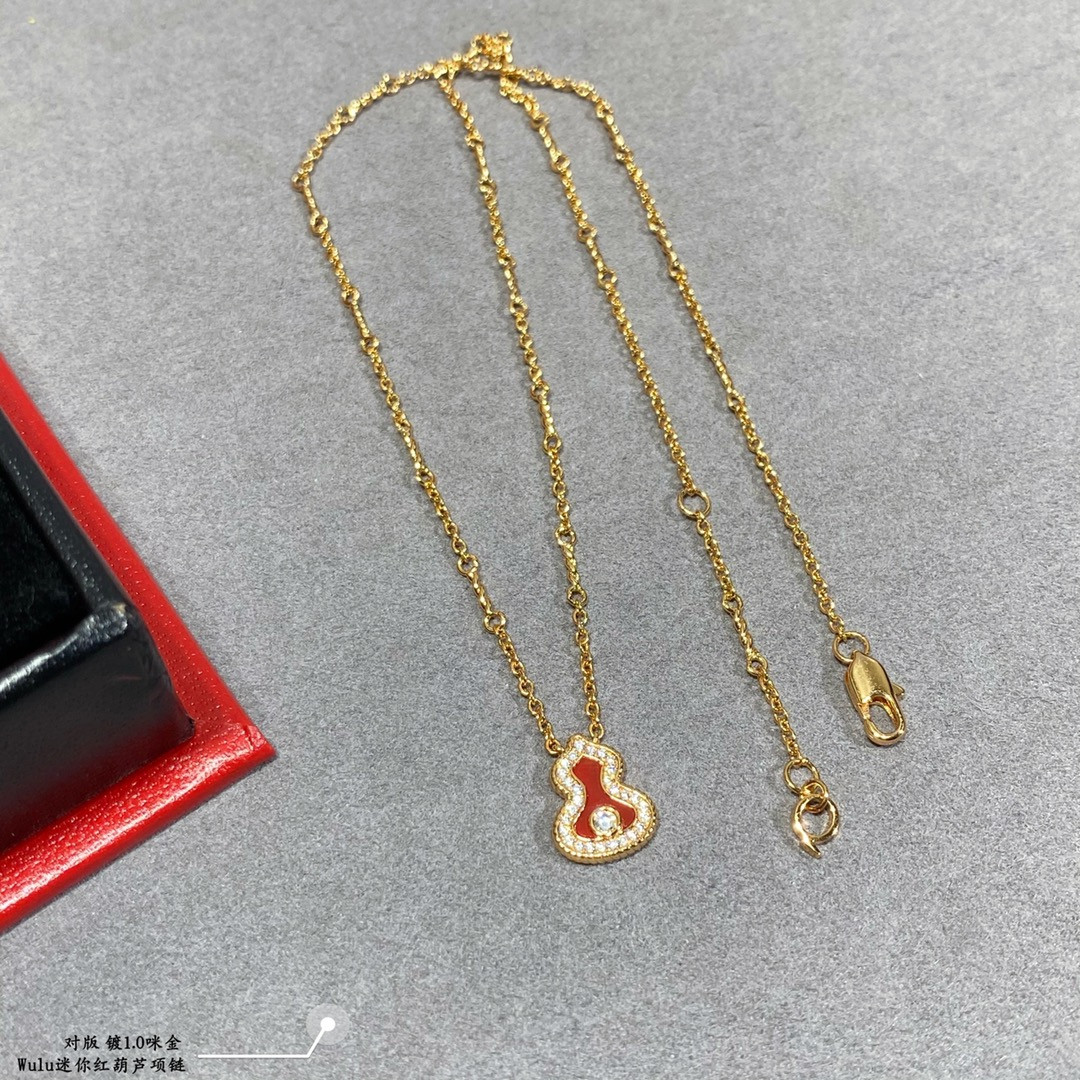 Qeelin Mini Diamond Red Gourd Necklace