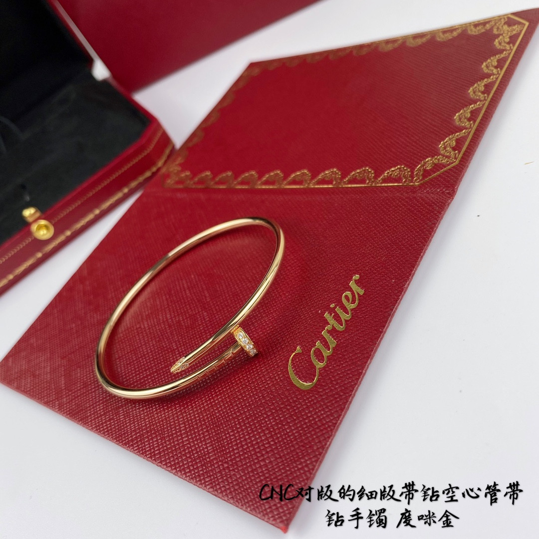 Ca*t*er thin version with diamond hollow tube nail Bracelet