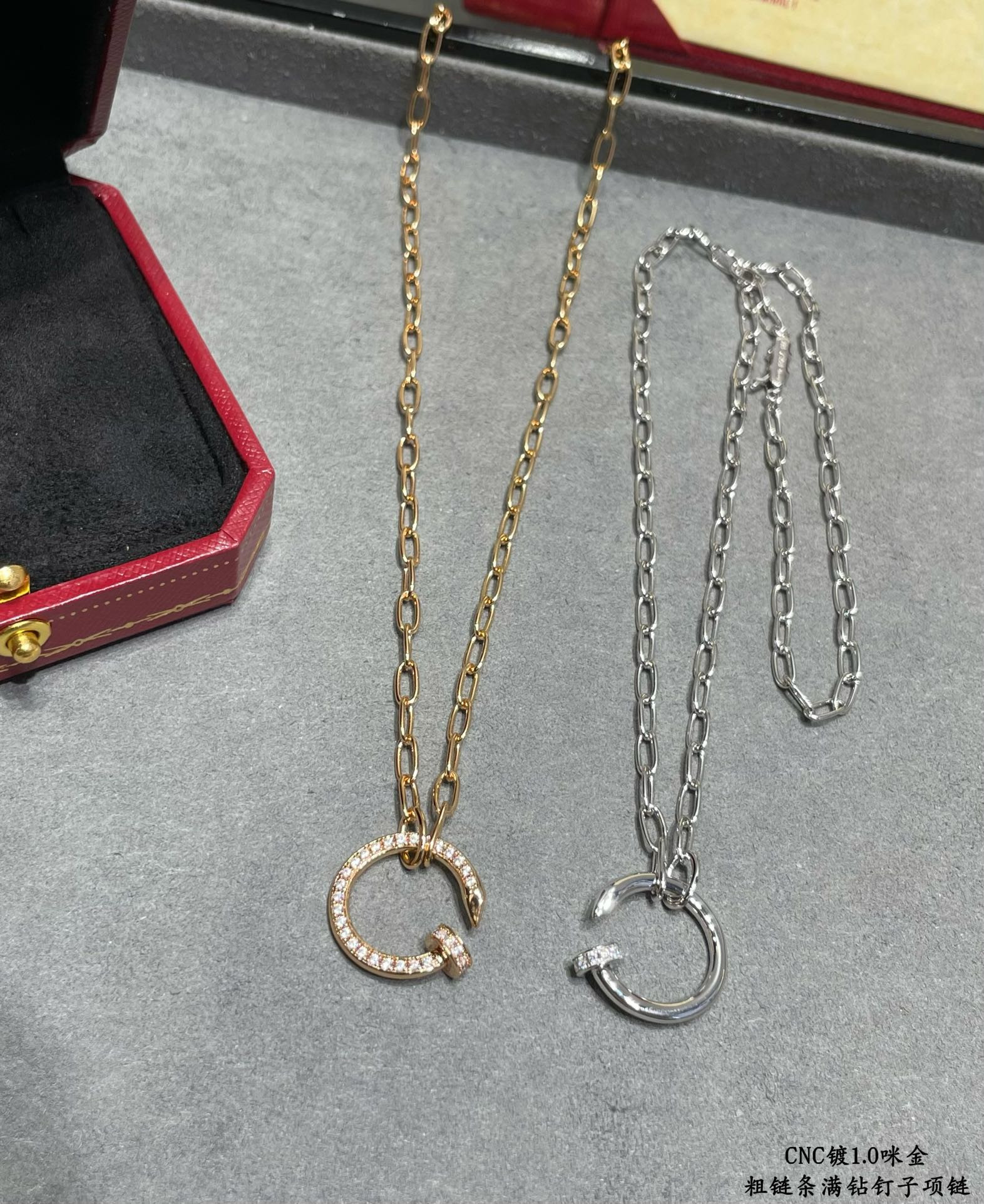 Ca*t*er Thick chain full of diamond nail Necklace