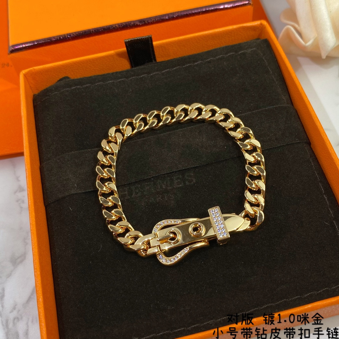 Hermès Small Diamond-Encrusted Belt Bracelet