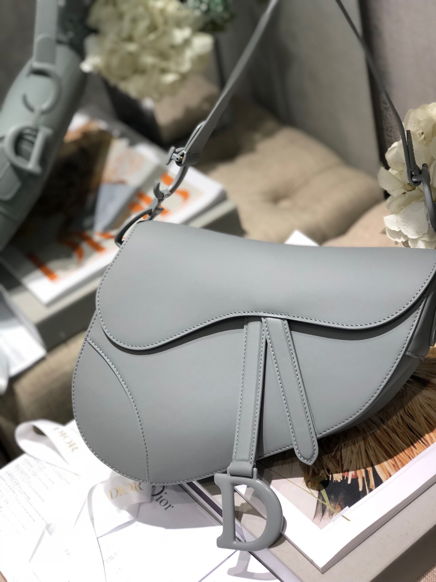 D*0r Saddle Bag Placid Blue Smooth Calfskin 25.5x20x6.5cm