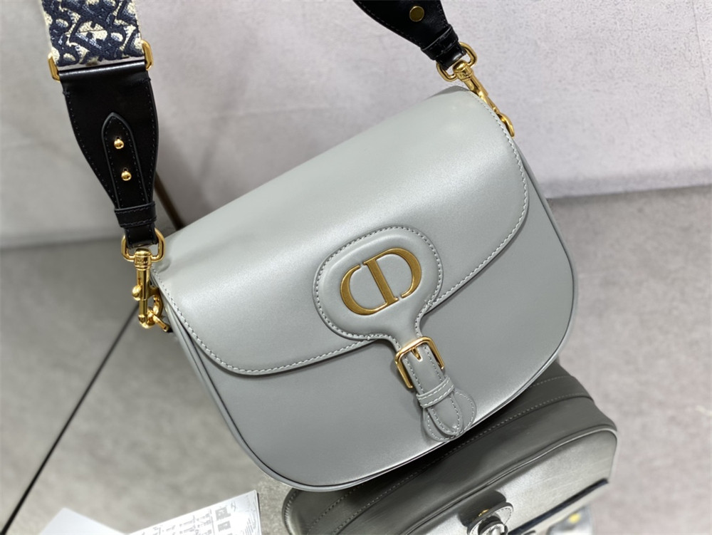 LARGE D*0r BOBBY BAG Grey Box Calfskin