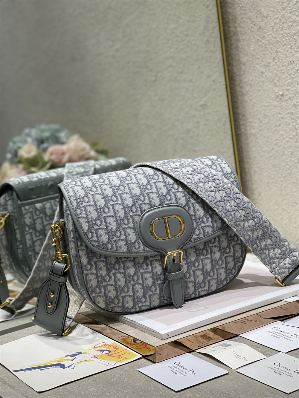 LARGE D*0r BOBBY BAG Grey D*0r Oblique Jacquard