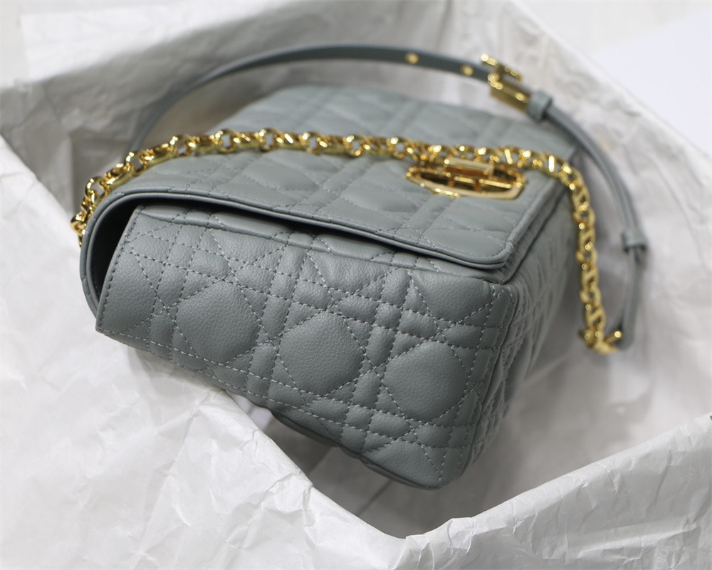 LARGE D*0r CARO BAG Stone Gray S*pple Cannage Calfskin 29 x 18 x 10 cm