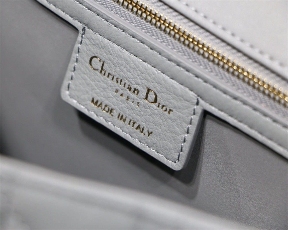 LARGE D*0r CARO BAG Stone Gray S*pple Cannage Calfskin 29 x 18 x 10 cm