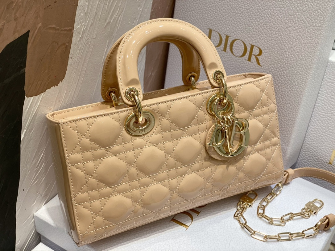 D*0r SMALL LADY D-JOY BAG Biscuit Patent