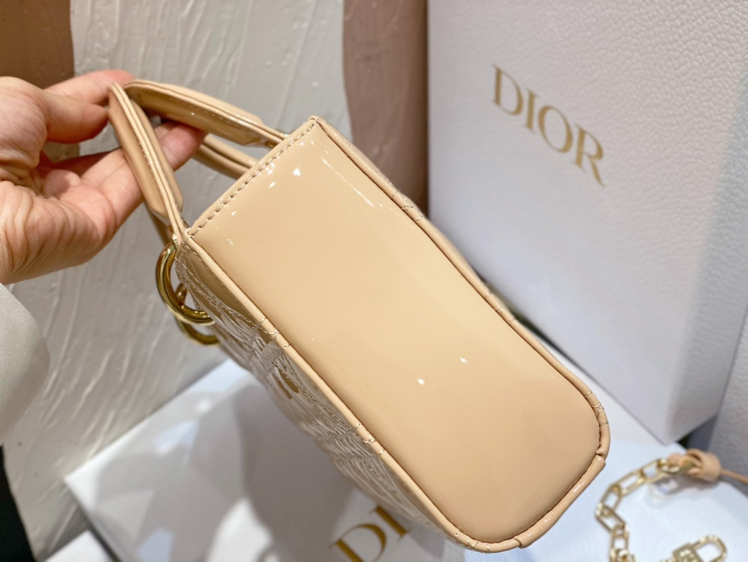 D*0r SMALL LADY D-JOY BAG Biscuit Patent