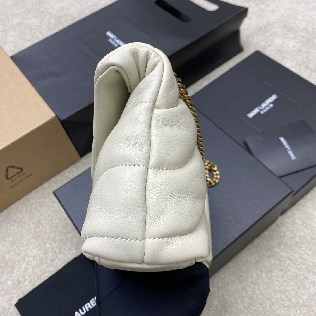 Y*L PUFFER IN LEATHER WHITE 23 X 15.5 X 5.8 CM