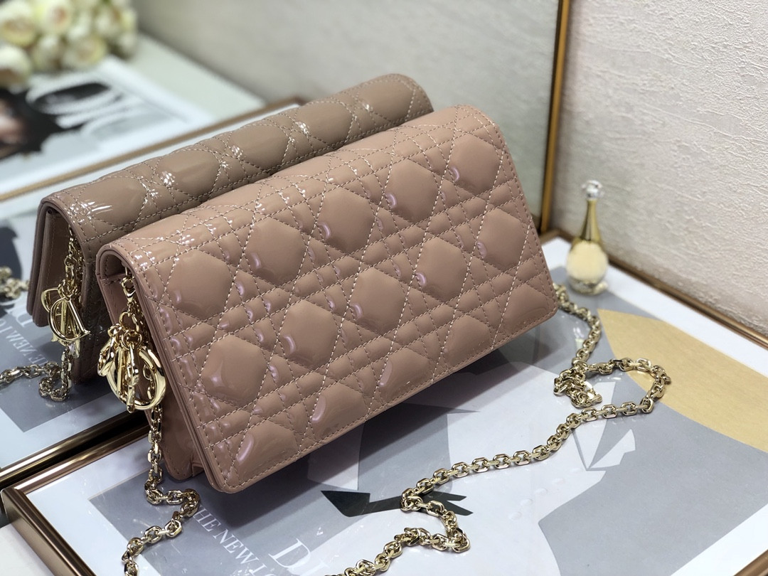 Lady D*0r Pouch Rose Des Vents Cannage 8.5 x 4.5 x 1 inches
