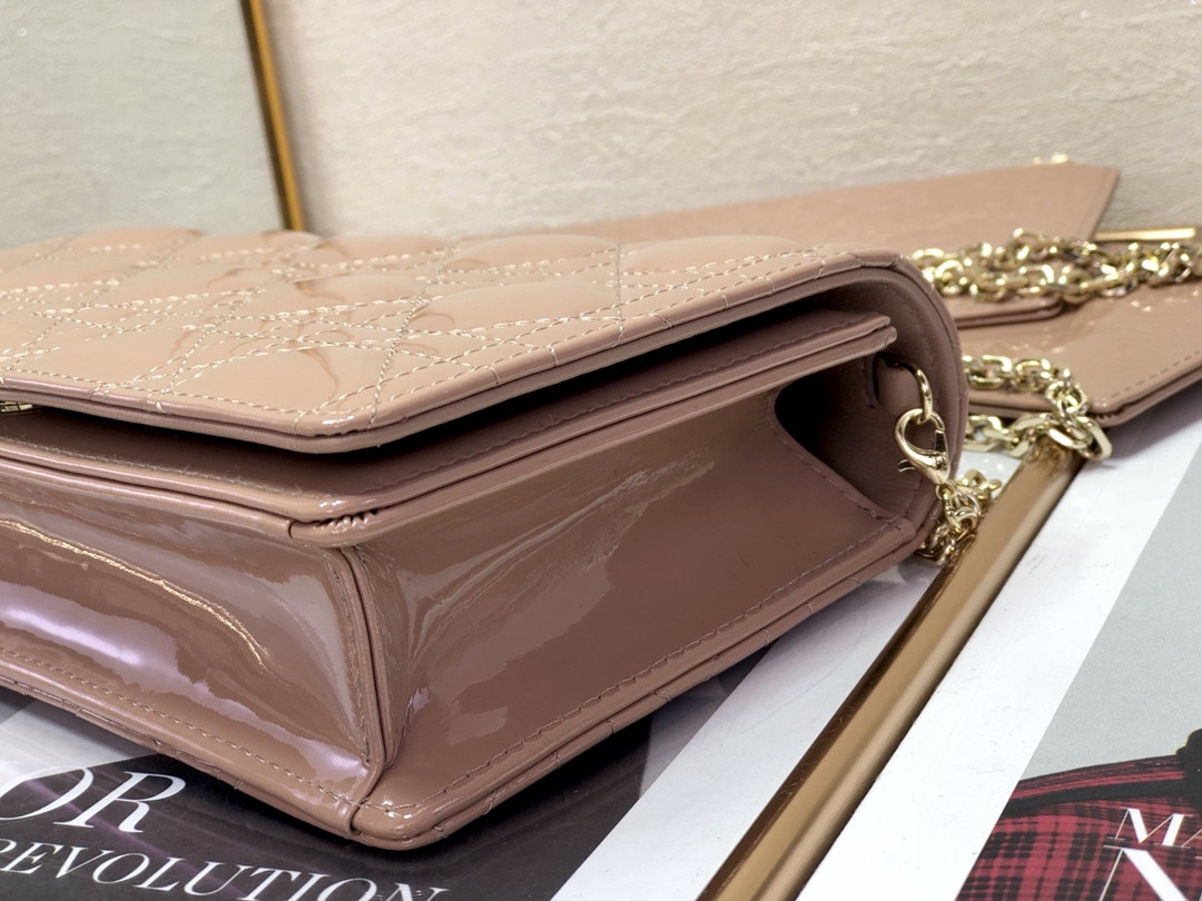Lady D*0r Pouch Rose Des Vents Cannage 8.5 x 4.5 x 1 inches