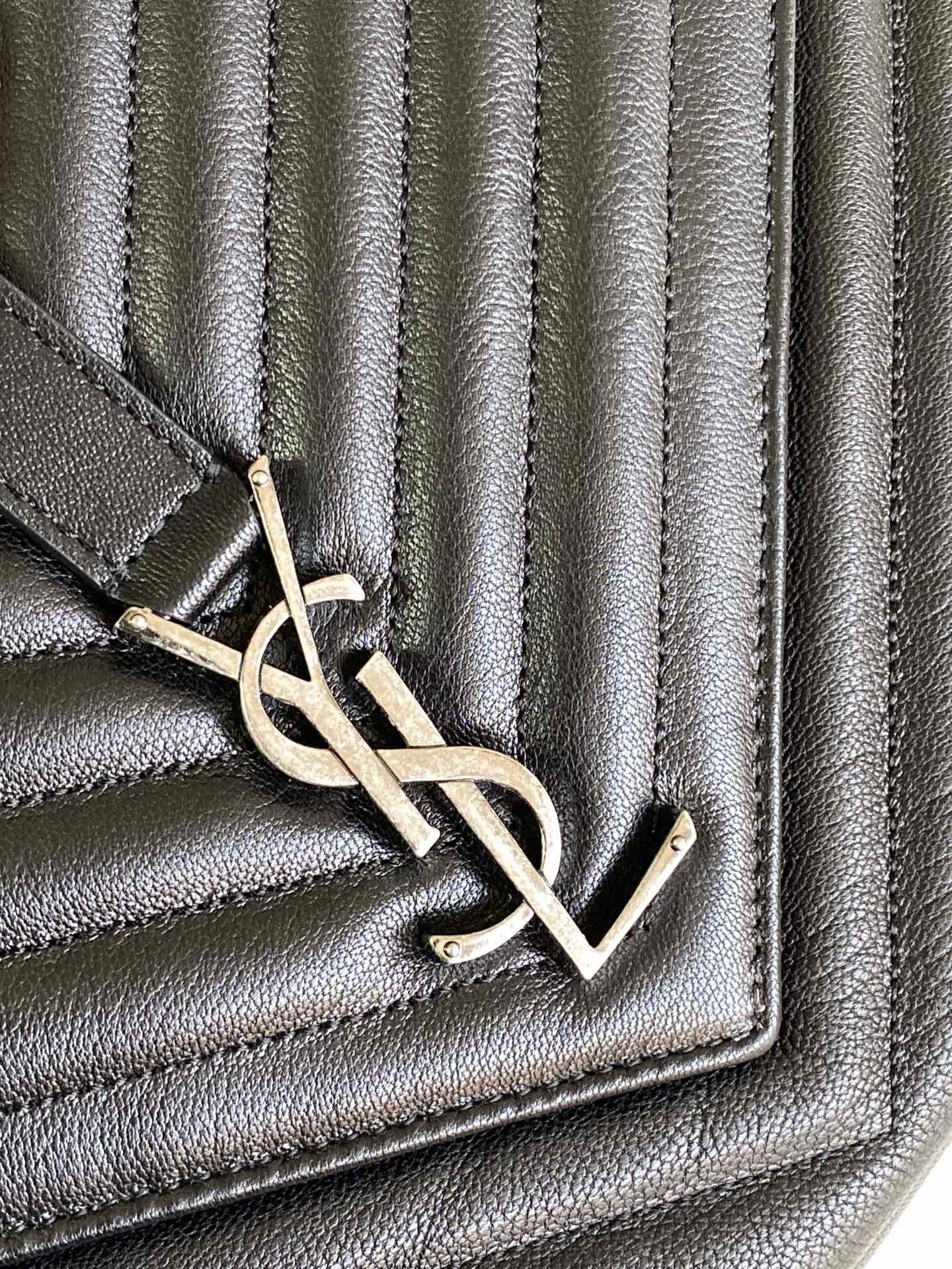 Y*L COLLEGE LARGE IN QUILTED LEATHER BLACK SILVER 32X21X8 CM