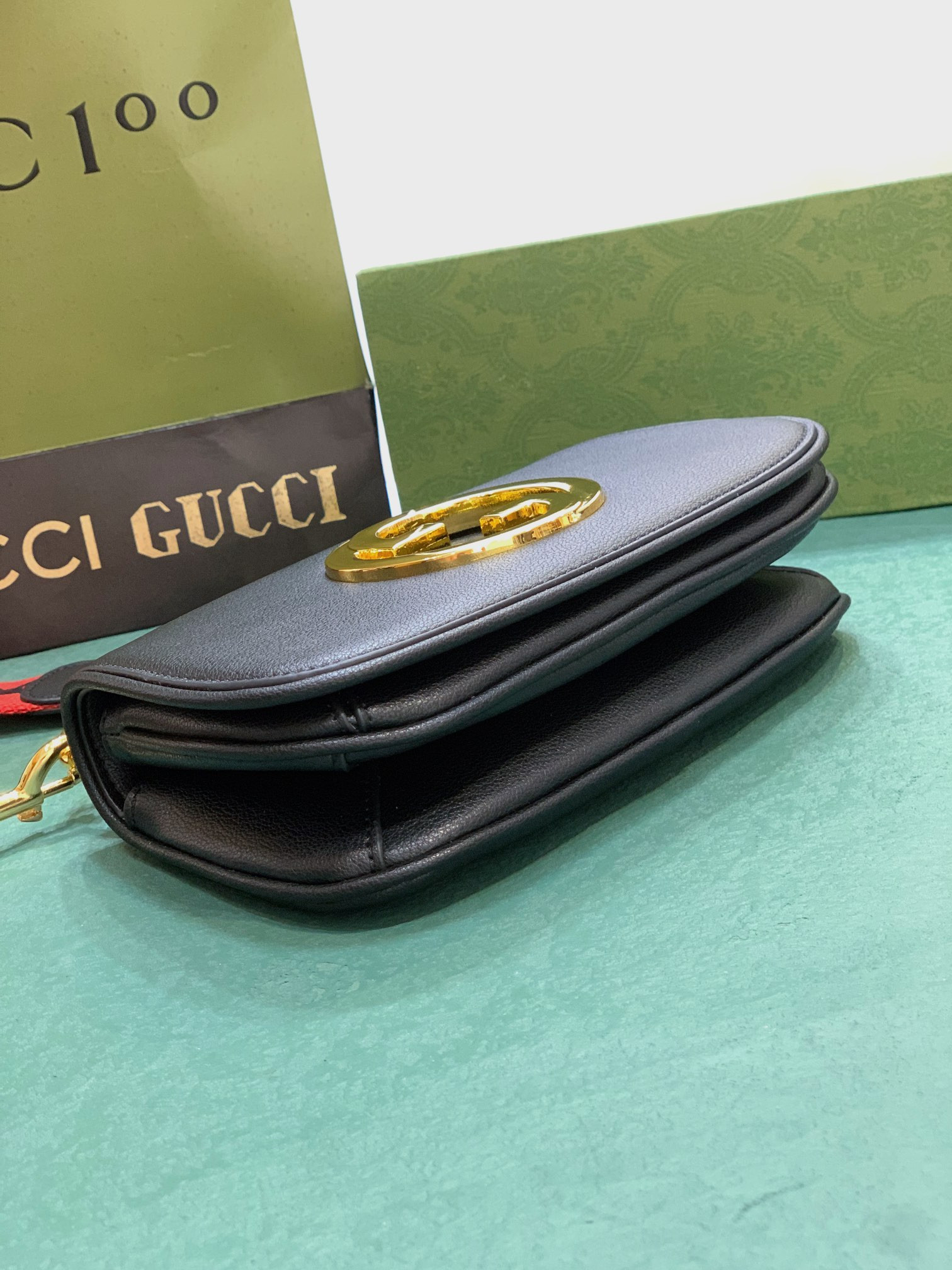 G*u*i BLONDIE MINI BAG BLACK 8.7"W x 5.1"H x 2.2"D