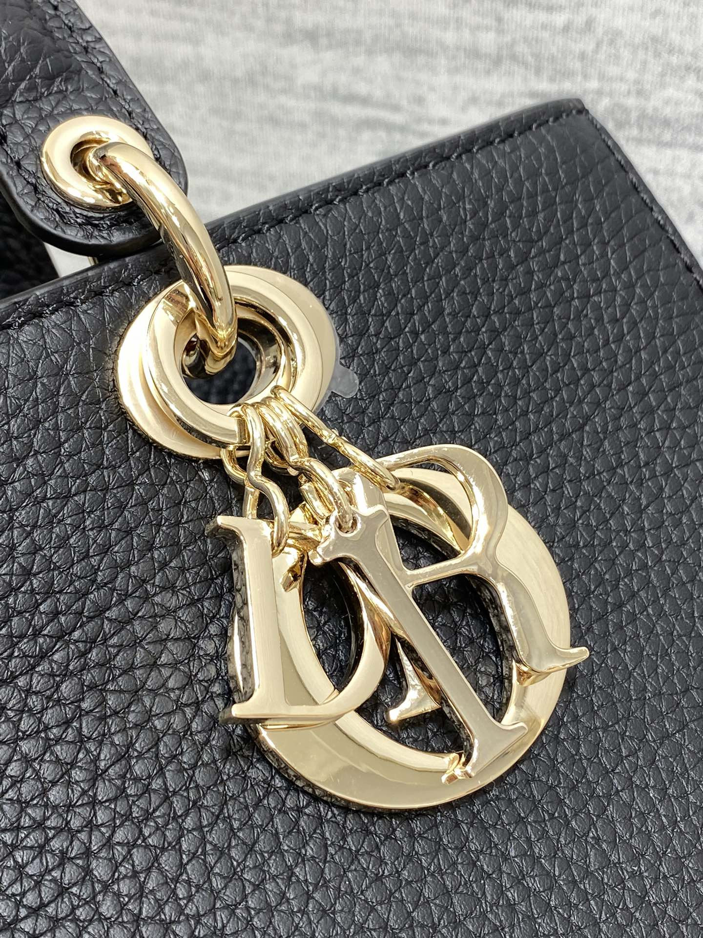 Medium Lady D-Sire My ABCD*0r Bag Black Bull Leather 12 x 8 x 5 inches