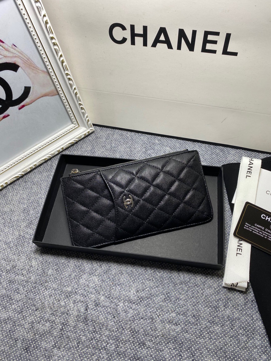 Ch*el LONG ZIPPED WALLET 19-11cm