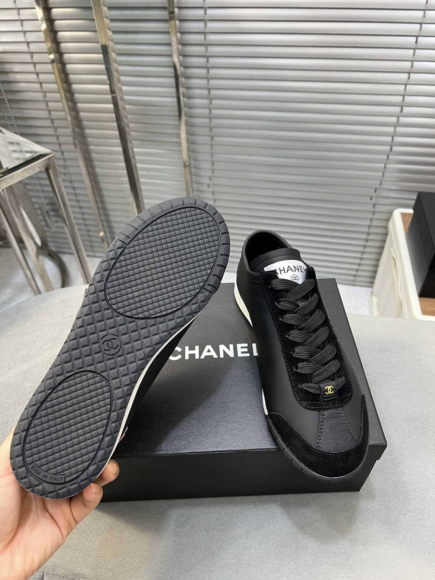 UA Ch*el SNEAKERS Calfskin & Suede Calfskin Black