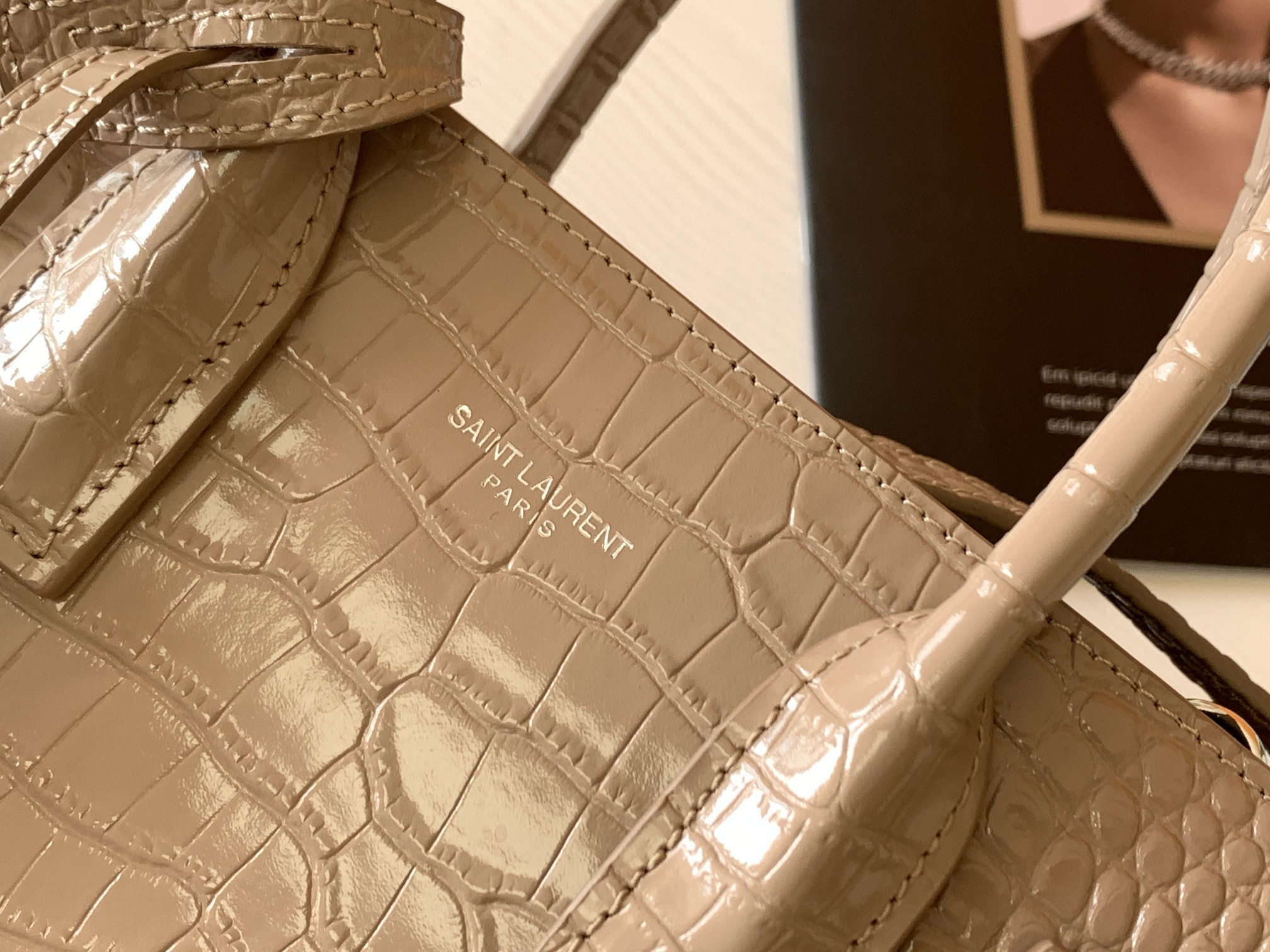 Y*L SAC DE JOUR IN EMBOSSED CROCODILE LEATHER - baby 26x13.5x12.5cm