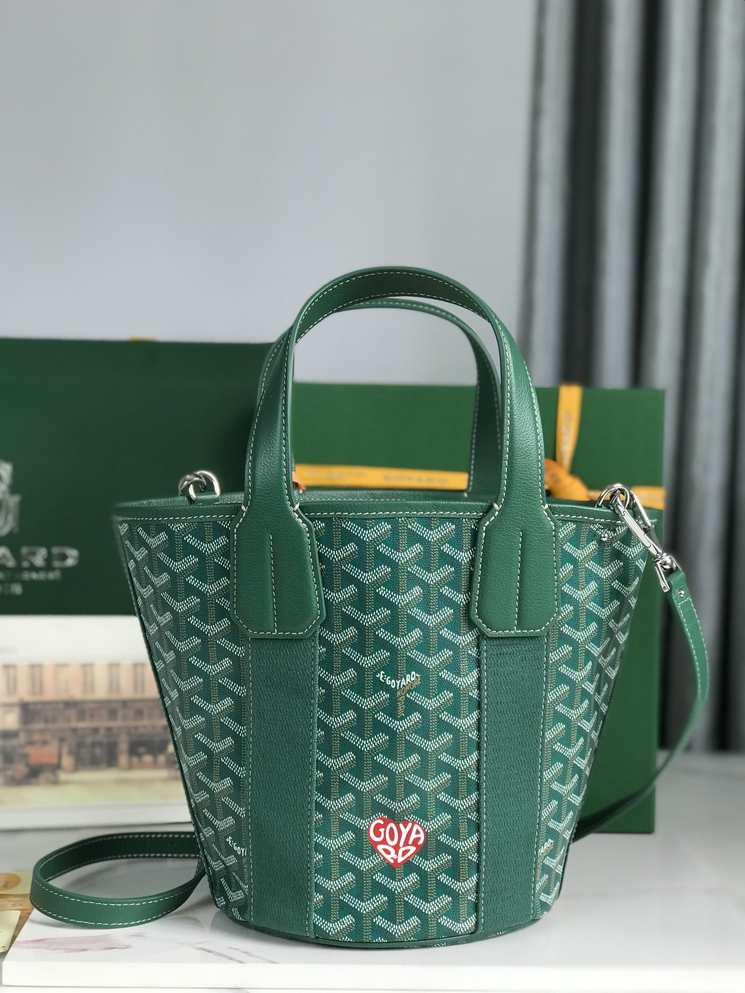 Go*ard Go*ardine Belharra PM Coral Tote Palladium Hardware 18x14x23cm