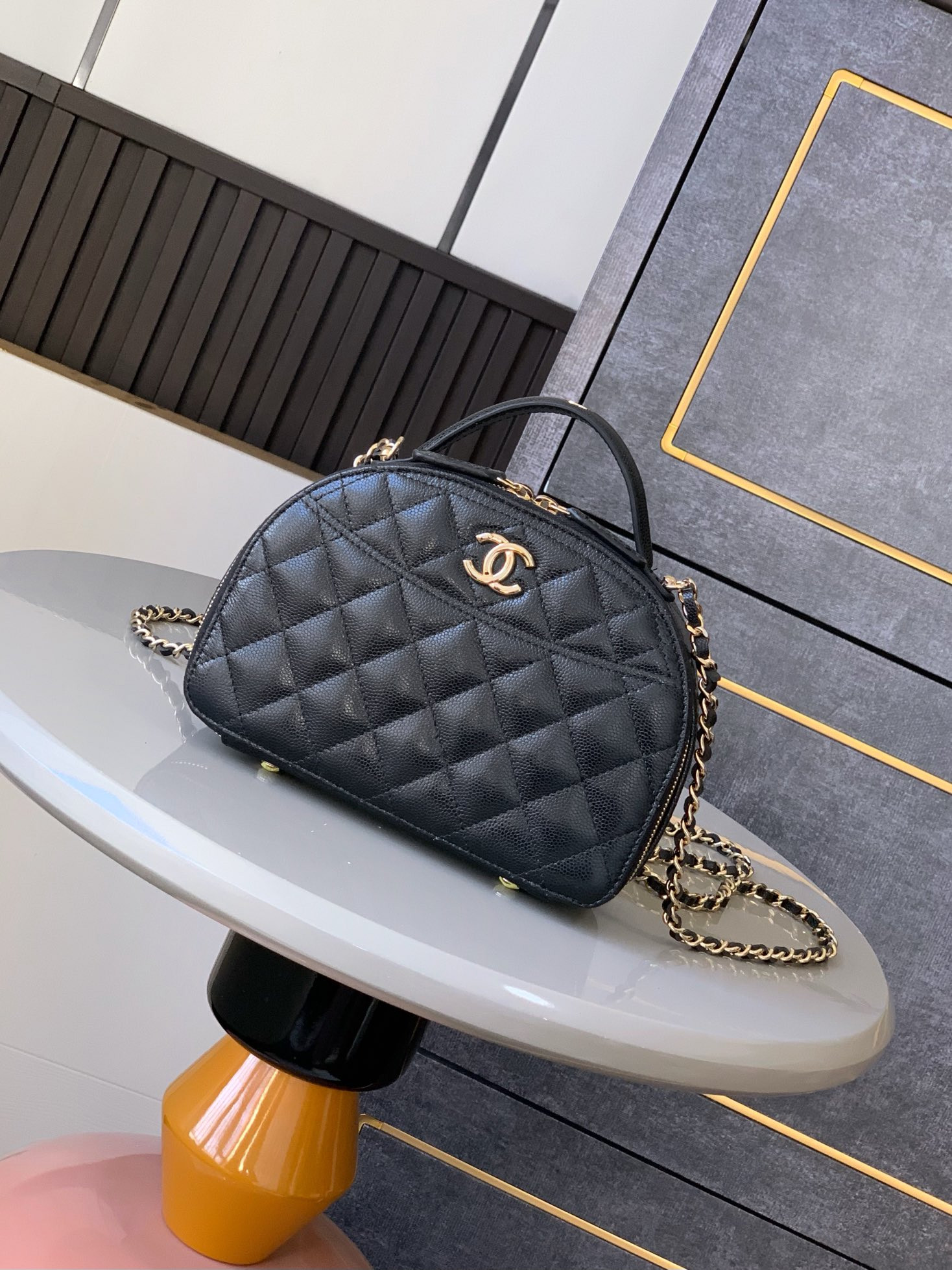 Ch*el Bowling Bag 18.5x13x7cm
