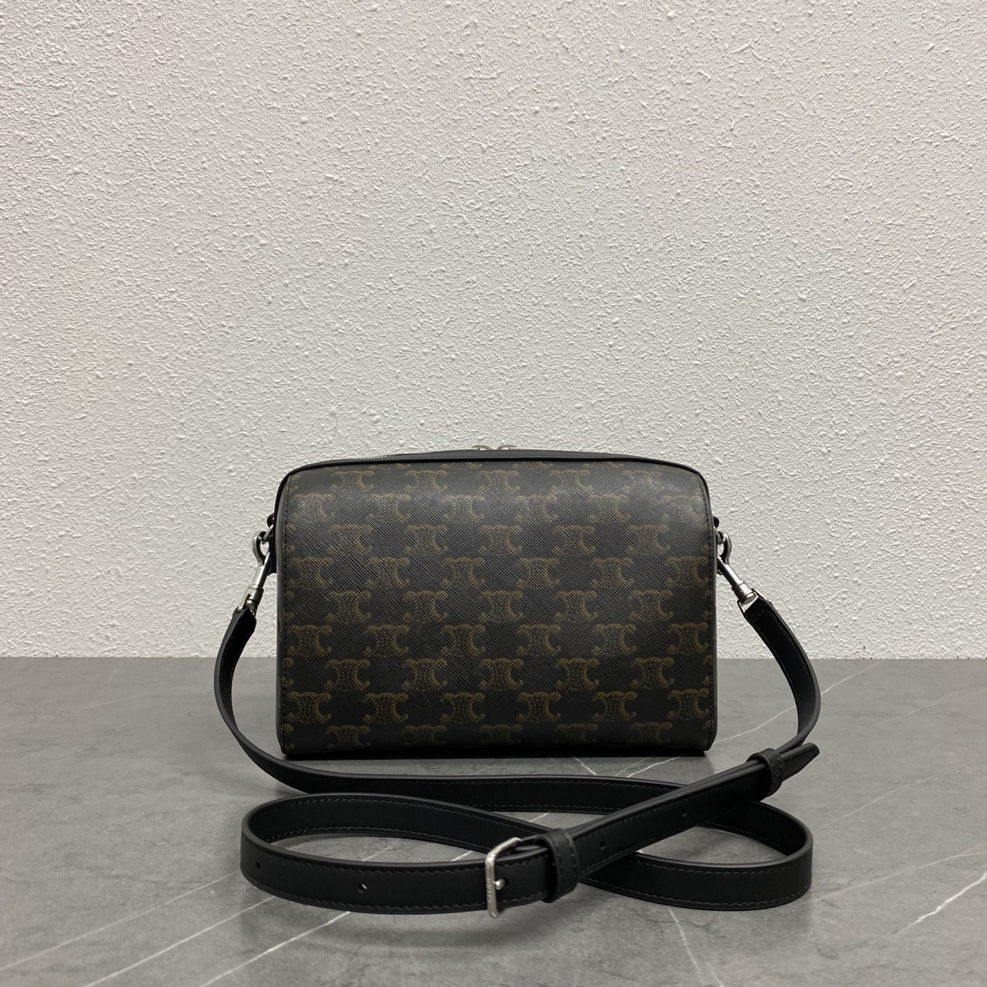 Ce**e MINI BOSTON IN TRIOMPHE CANVAS AND CALFSKIN 22x16x10cm